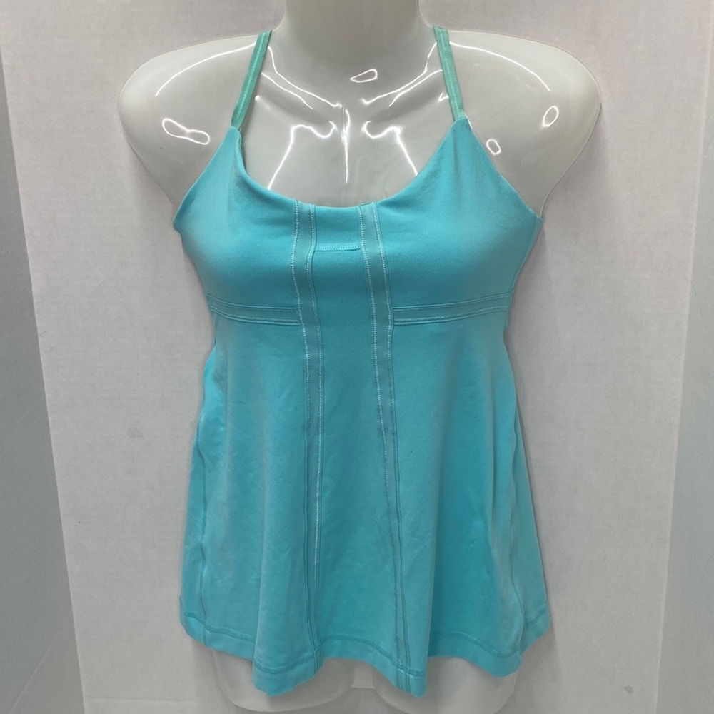 Lululemon Baby Light Blue Strappy Racerback Tank Top Gym Yoga Open Back Size 8